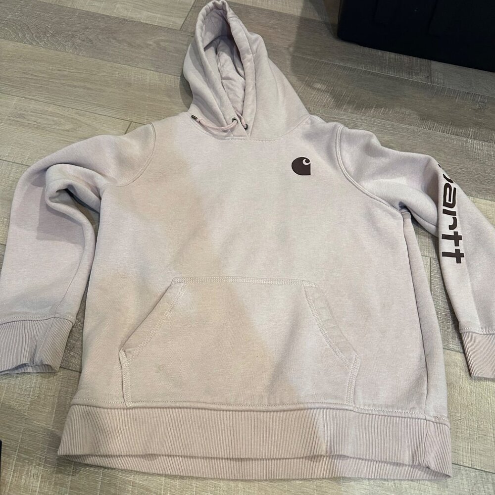 CARHARTT YOUTH RELAXED FIT PINK BROWN HOODIE SHIRT LARGE 12-14
